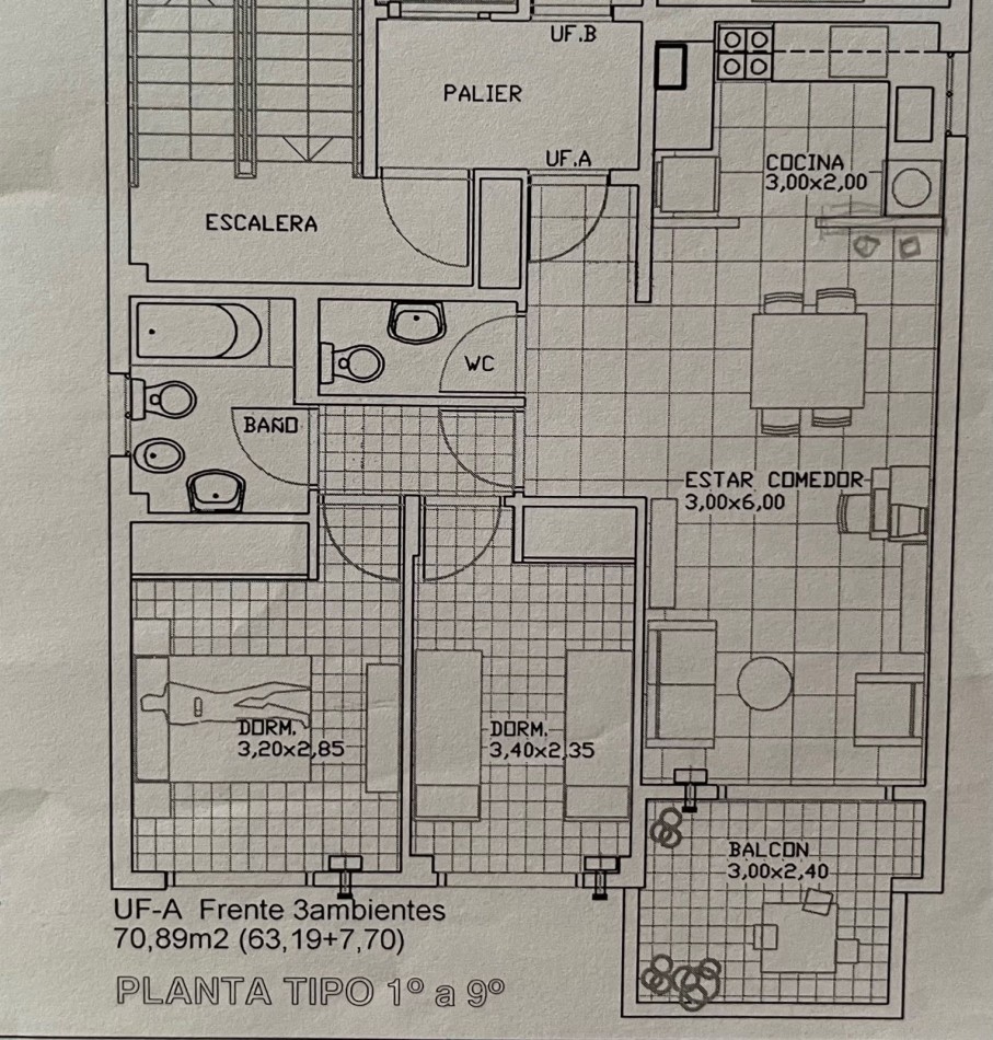 3 Amb. C/ Cochera - Piso Alto