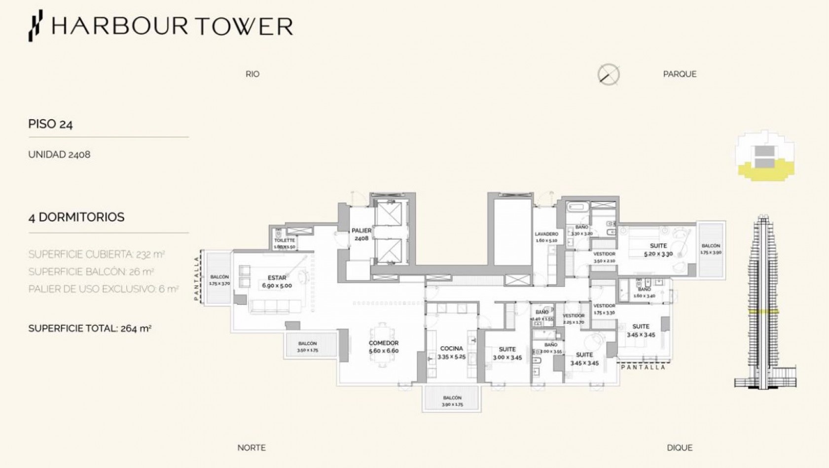 Venta Harbour Tower Departamento 5 ambientes