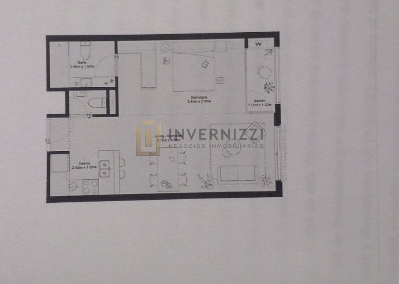 2 ambientes y medio a estrenar - Huergo 475